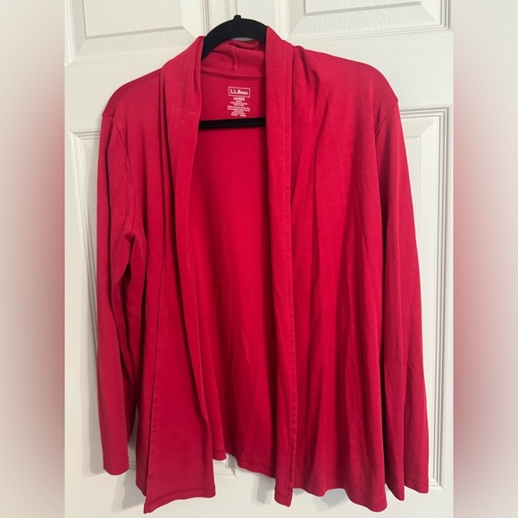 L.L. Bean Red Cardigan Sweater Lightweight Knit - Picture 1 of 3